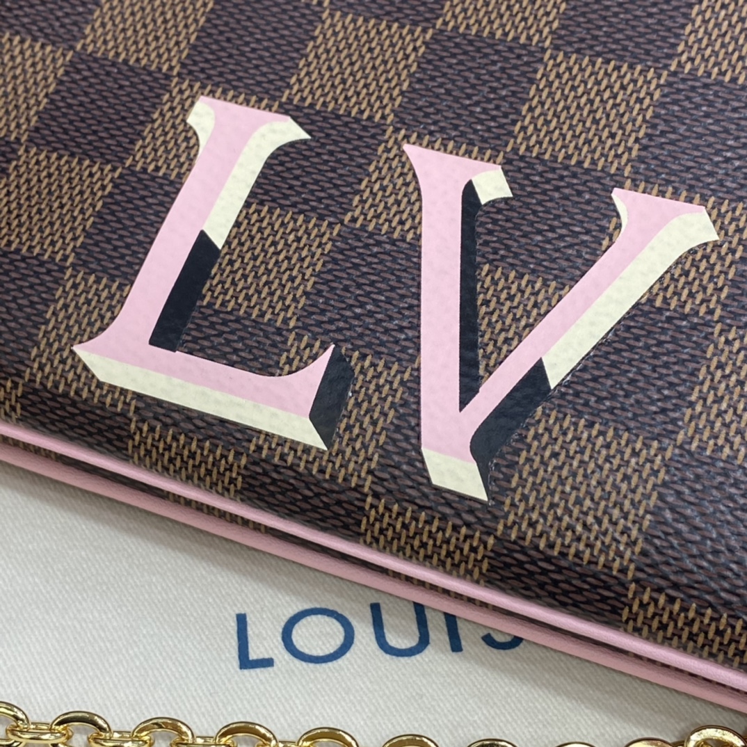 Louis Vuitton DOUBLE ZIP POCHETTE Handbag Damier Ebene N60254 